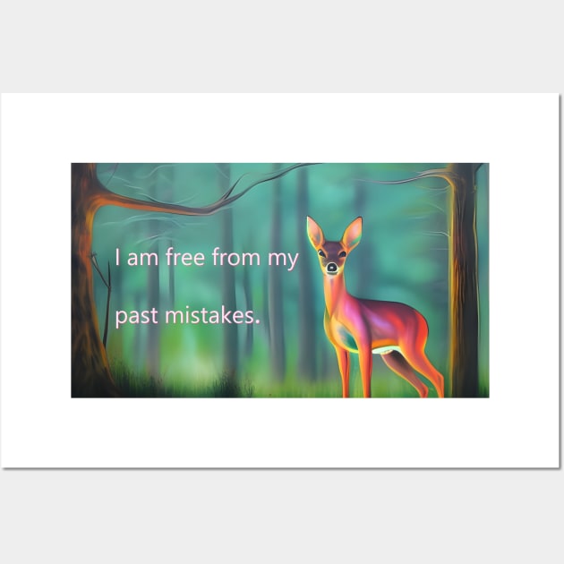 Peace mantra with artistic deer in forest Wall Art by Dok's Mug Store